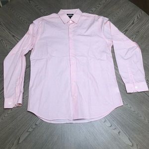 Express Slim Fit Mens Dress Shirt Size Large - Pink with Small Flower print